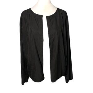 Eileen Fisher Woman 1X Black Open Front Light Thin Tencel Blazer Quiet Luxury